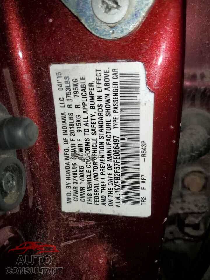 HONDA CIVIC 2015 - 19XFB2F57FE066497