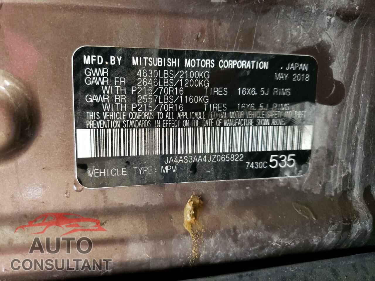 MITSUBISHI ECLIPSE 2018 - JA4AS3AA4JZ065822
