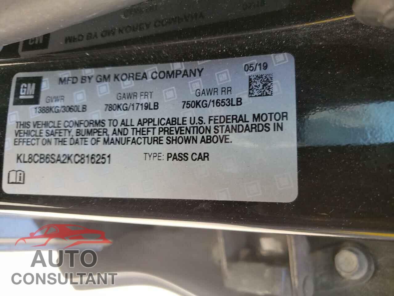CHEVROLET SPARK 2019 - KL8CB6SA2KC816251