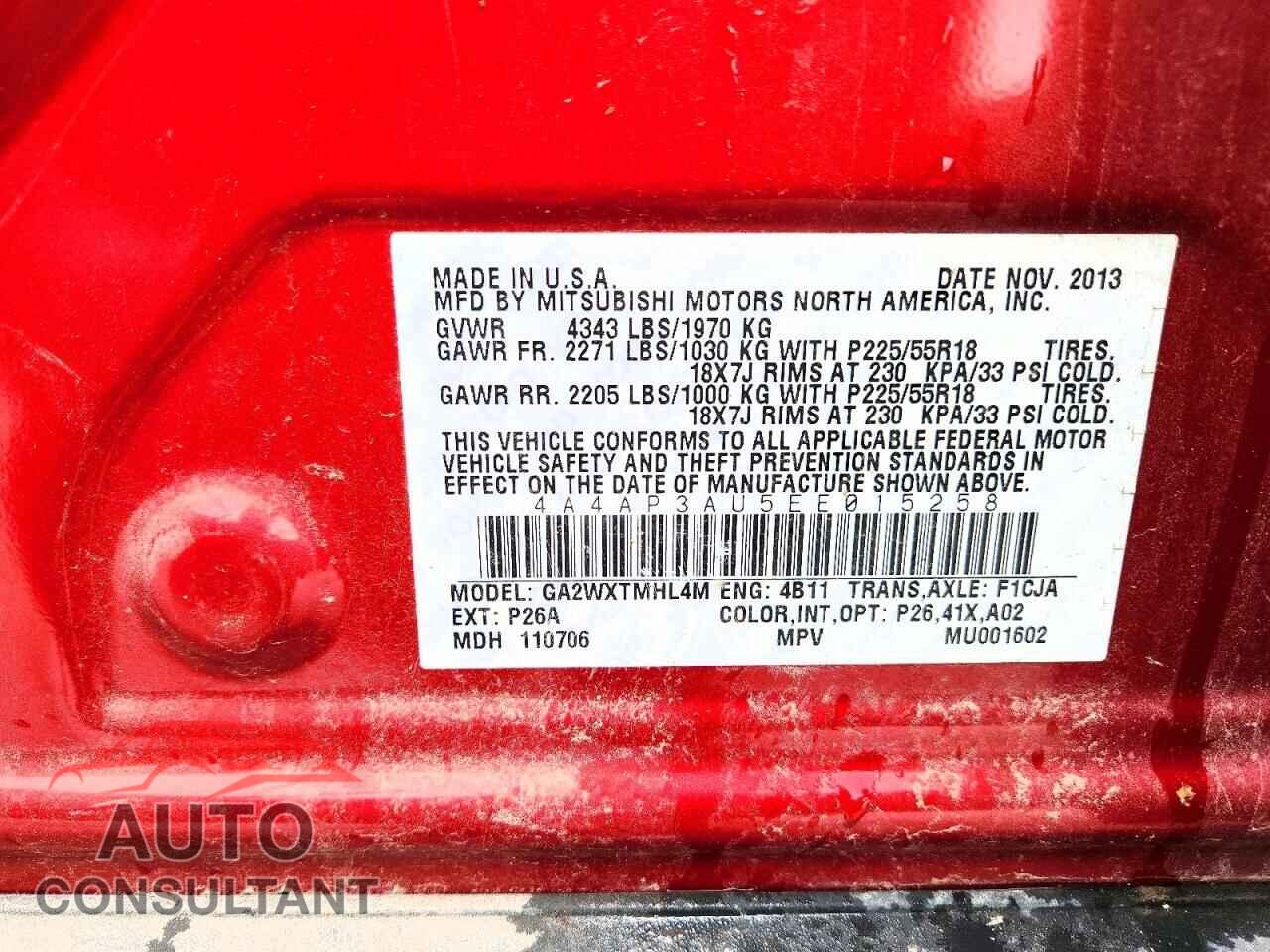 MITSUBISHI OUTLANDER 2014 - 4A4AP3AU5EE015258