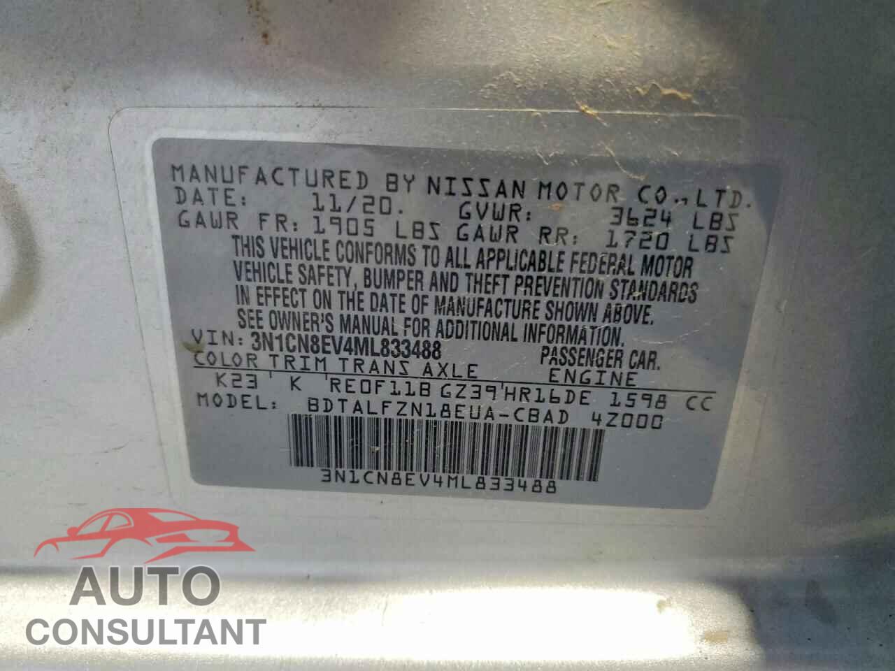 NISSAN VERSA 2021 - 3N1CN8EV4ML833488