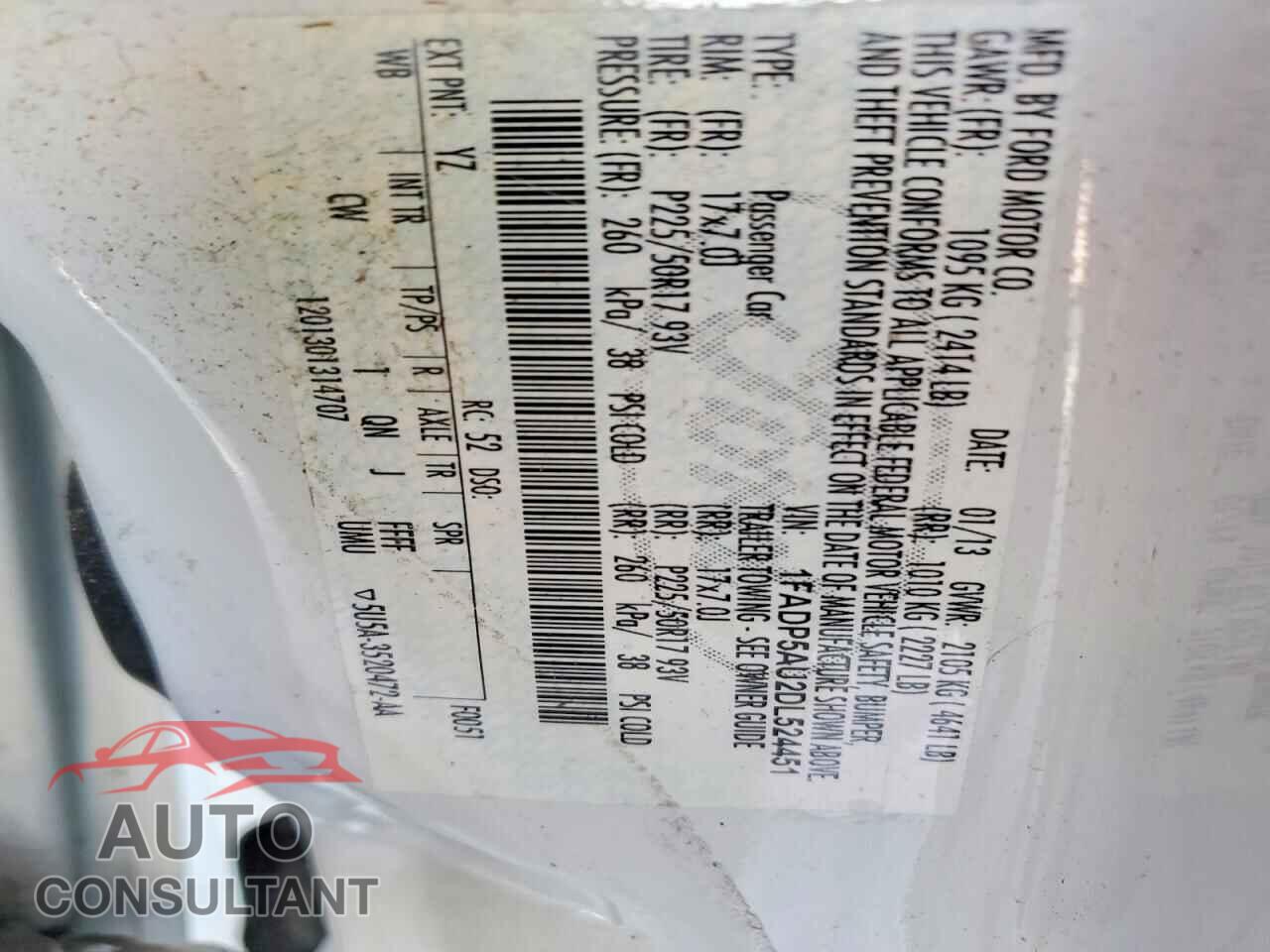 FORD CMAX 2013 - 1FADP5AU2DL524451