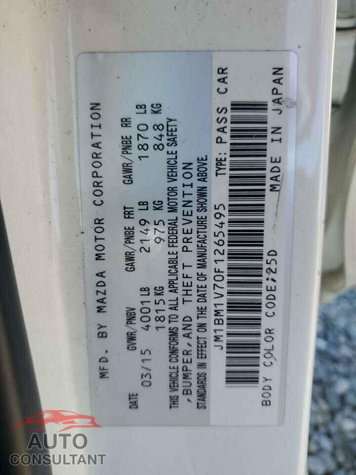 MAZDA 3 2015 - JM1BM1V70F1265495