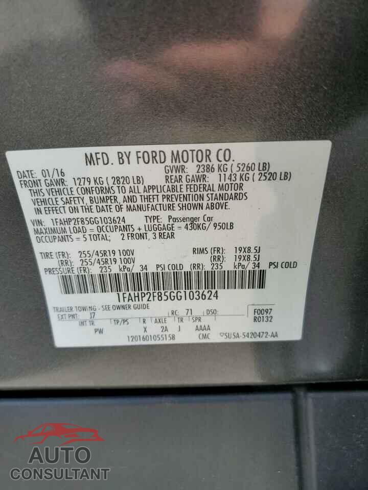 FORD TAURUS 2016 - 1FAHP2F85GG103624