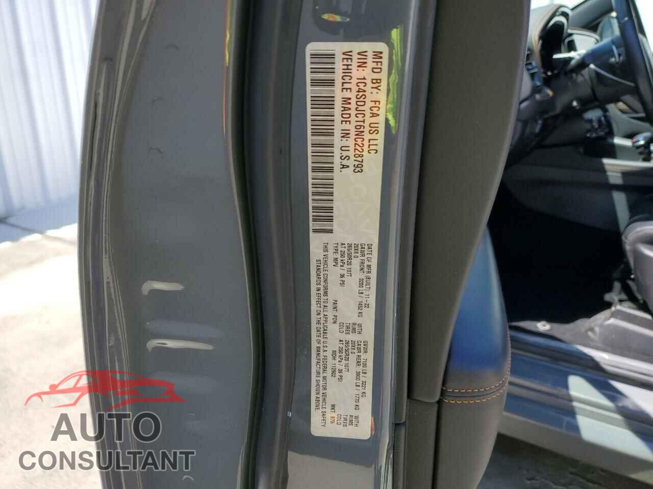 DODGE DURANGO 2022 - 1C4SDJCT6NC228793