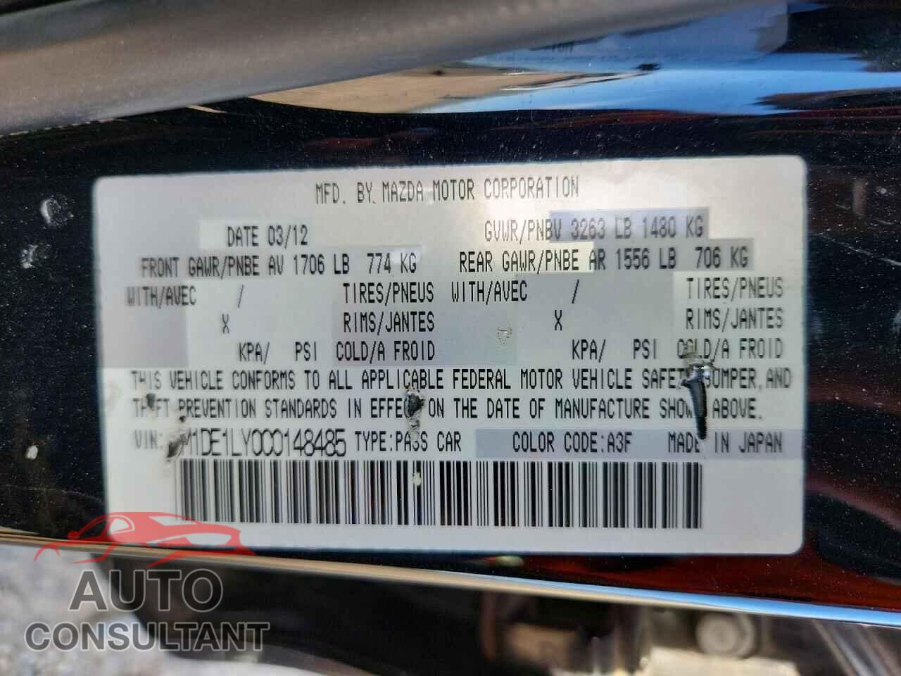 MAZDA 2 2012 - JM1DE1LY0C0148485