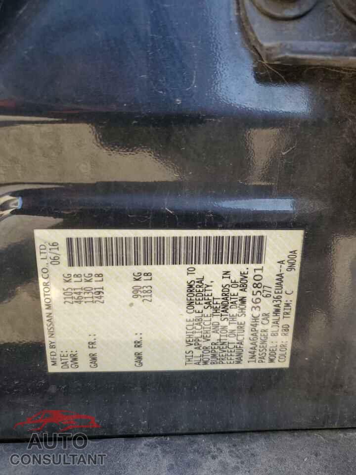 NISSAN MAXIMA 2017 - 1N4AA6AP4HC365801