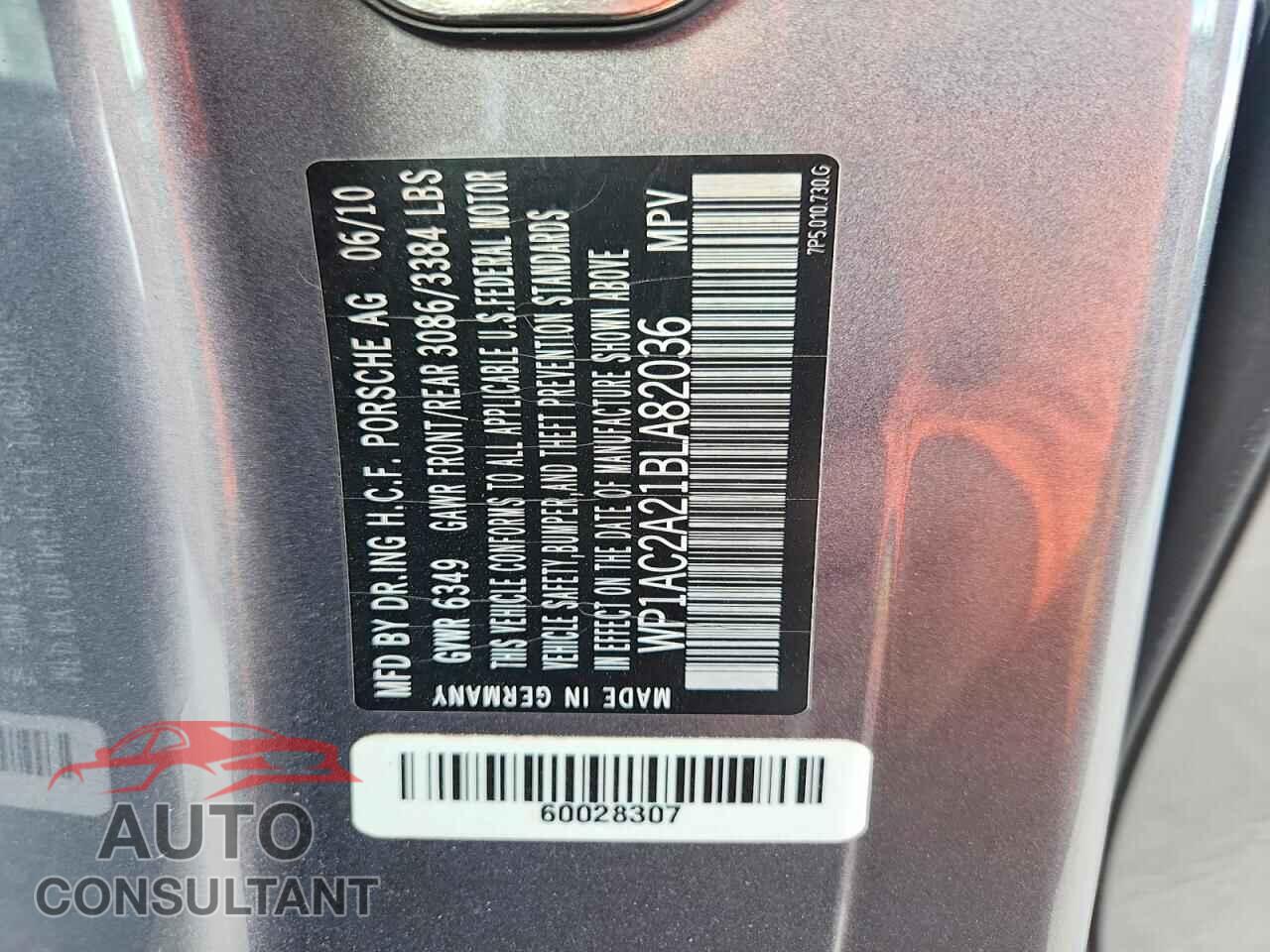 PORSCHE CAYENNE 2011 - WP1AC2A21BLA82036
