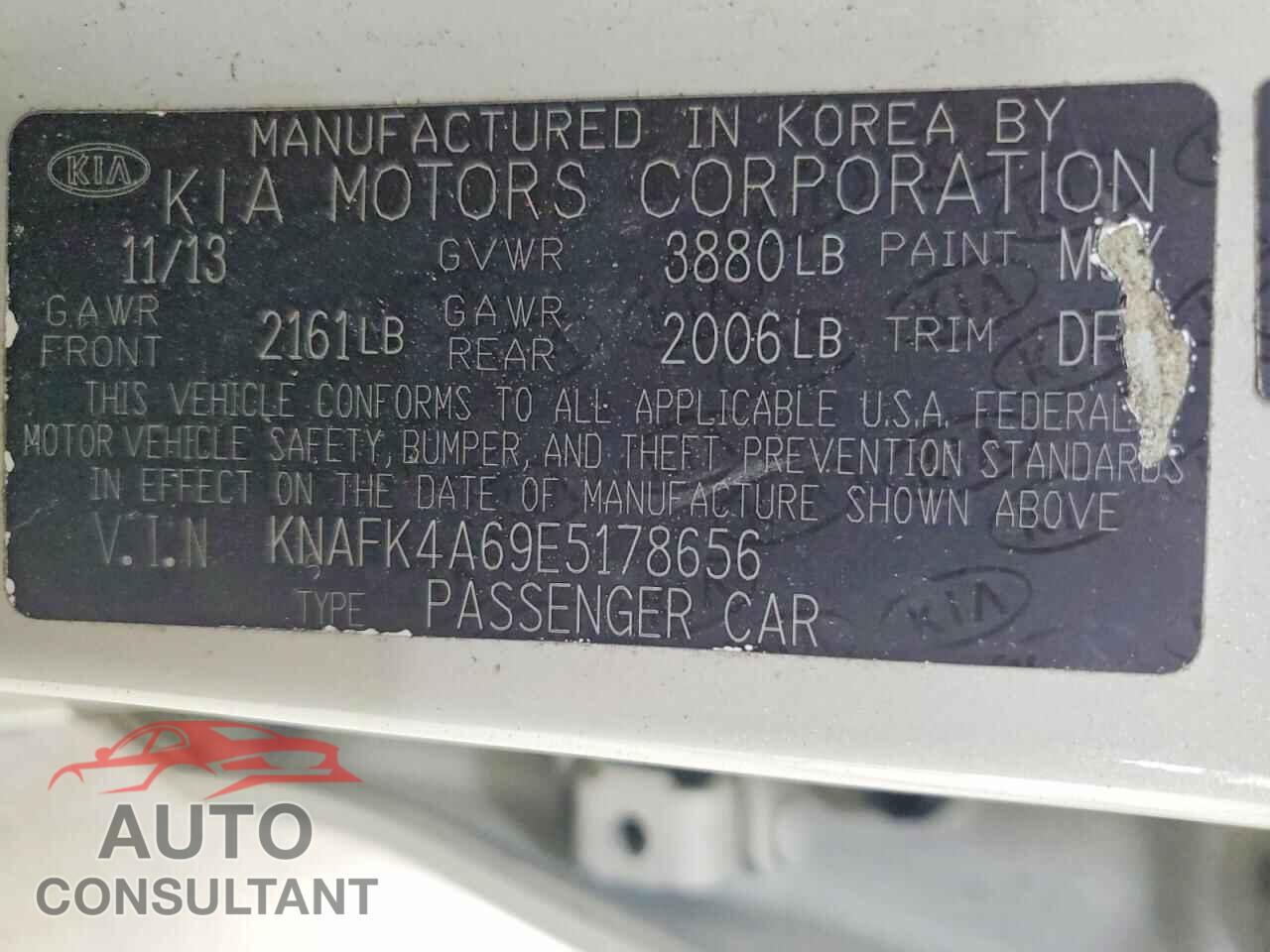 KIA FORTE 2014 - KNAFK4A69E5178656