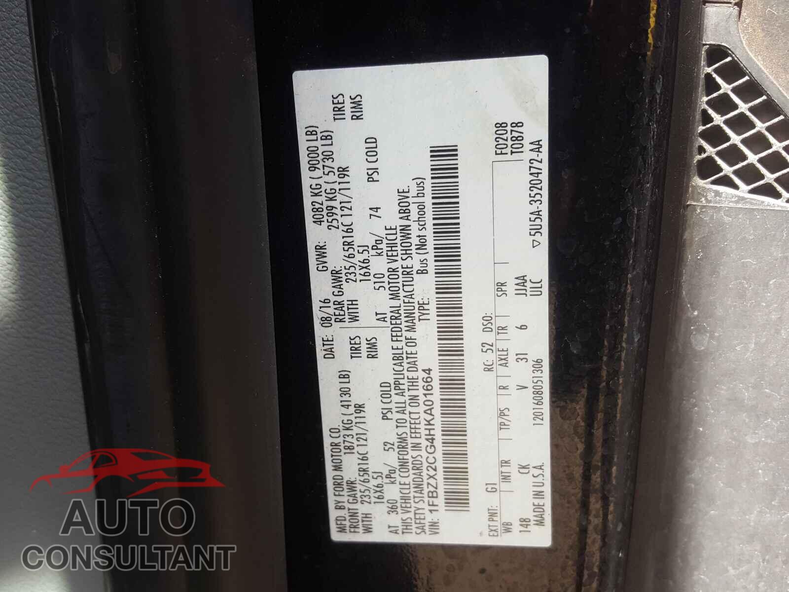 FORD TRANSIT CO 2017 - 1FBZX2CG4HKA01664