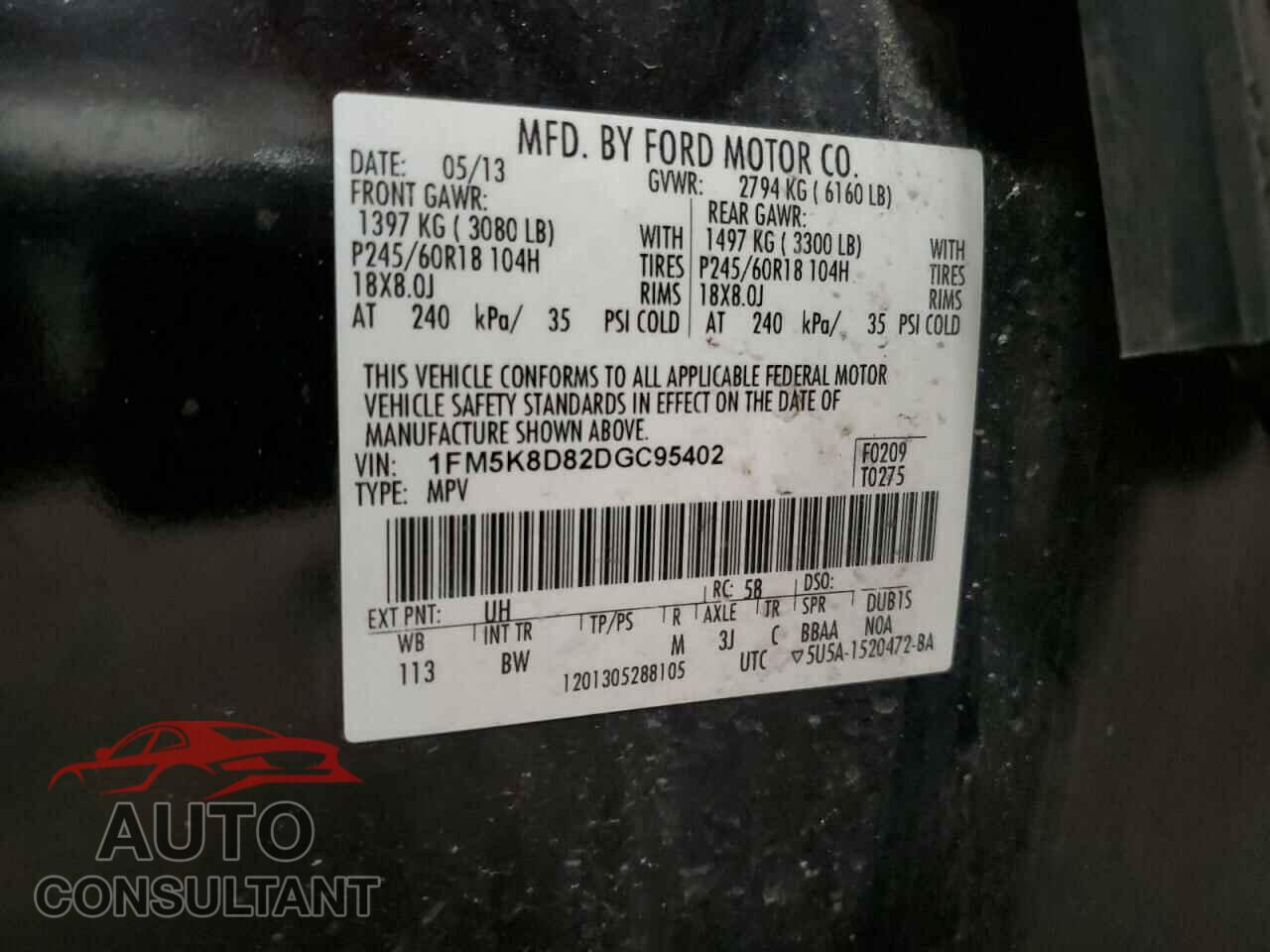 FORD EXPLORER 2013 - 1FM5K8D82DGC95402