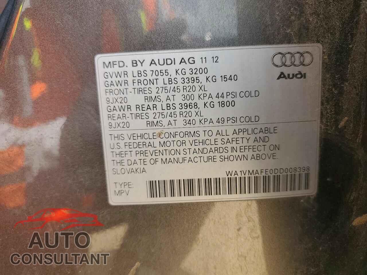 AUDI Q7 2013 - WA1VMAFE0DD008398