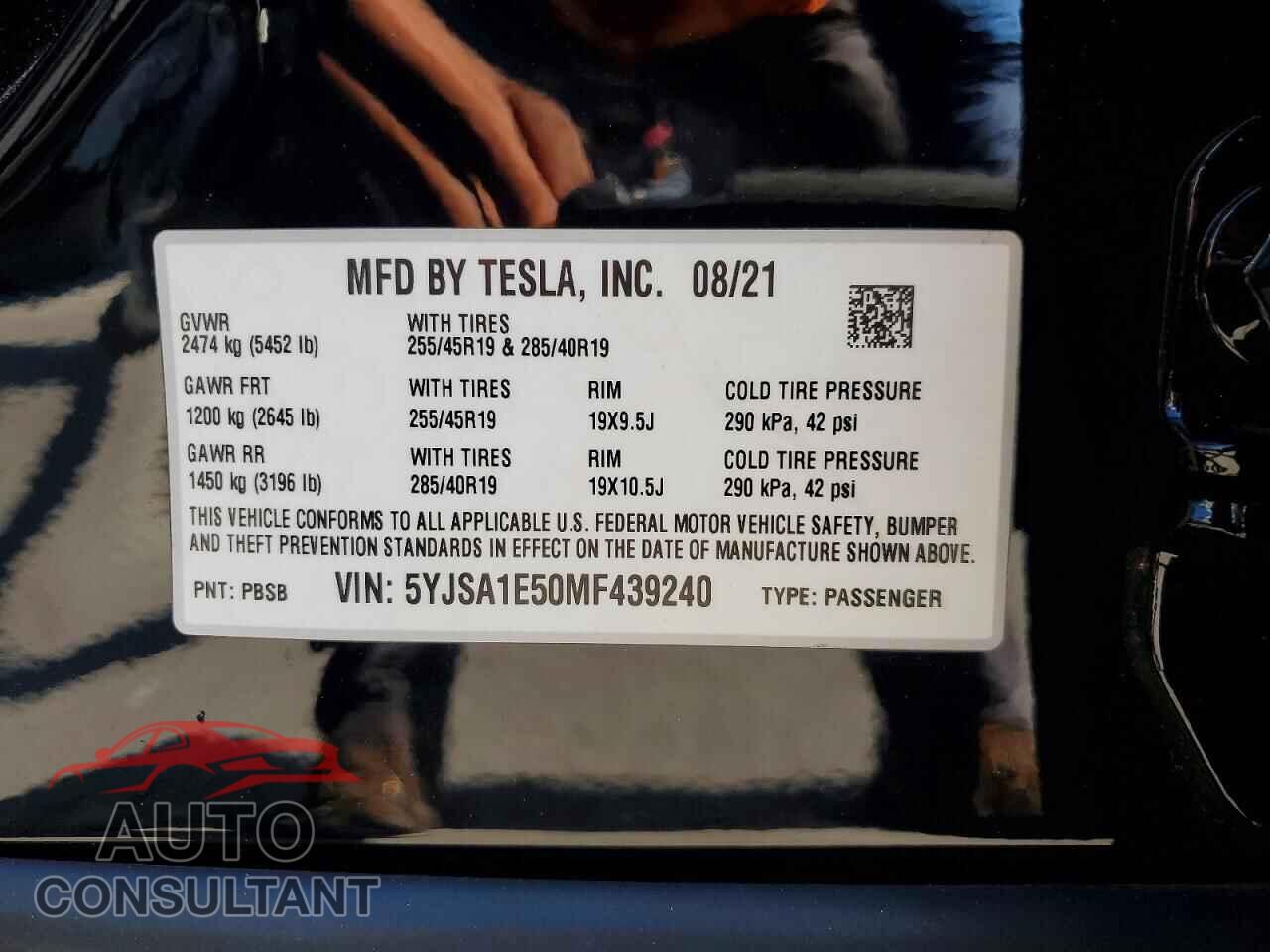 TESLA MODEL S 2021 - 5YJSA1E50MF439240