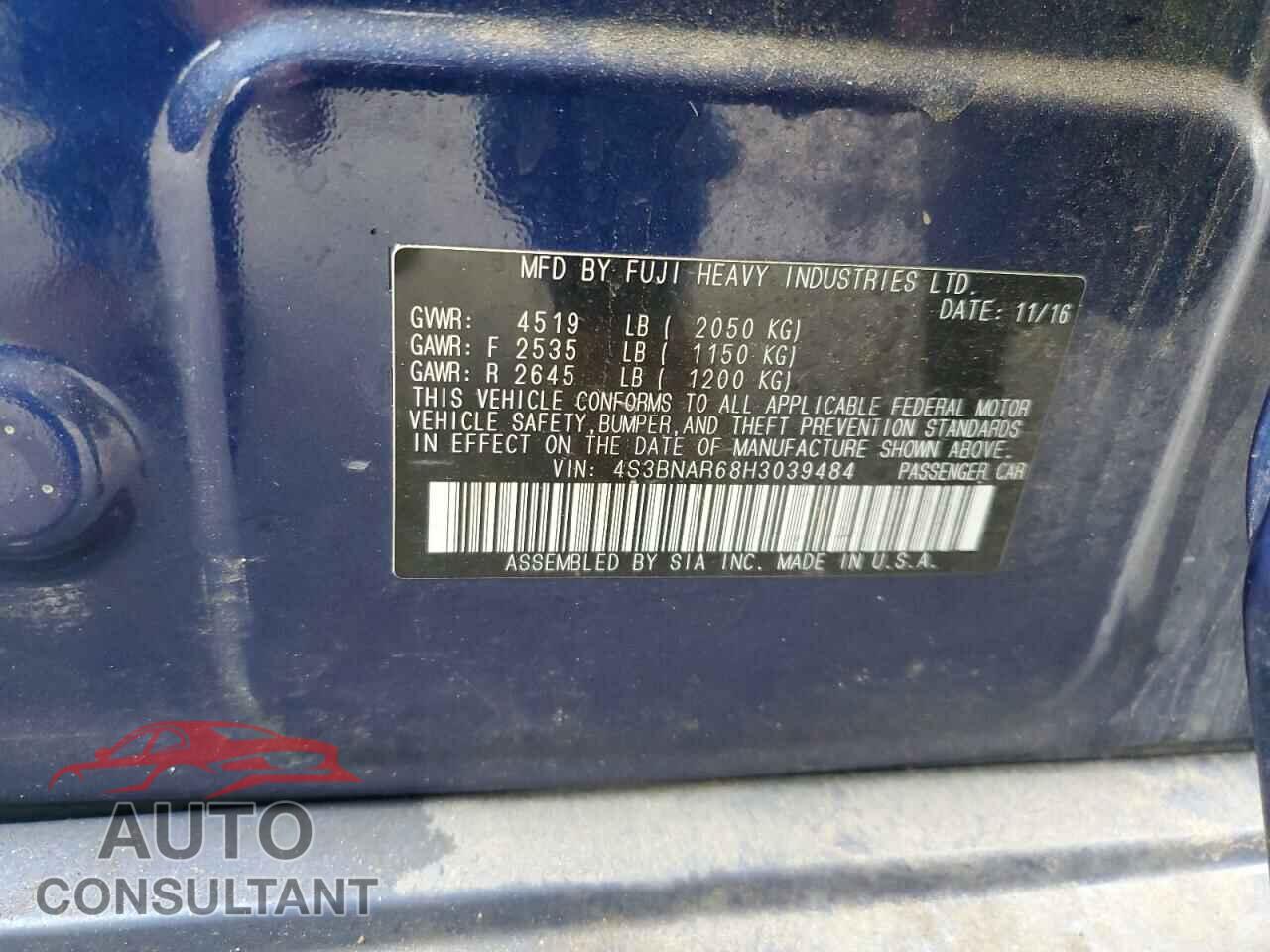 SUBARU LEGACY 2017 - 4S3BNAR68H3039484