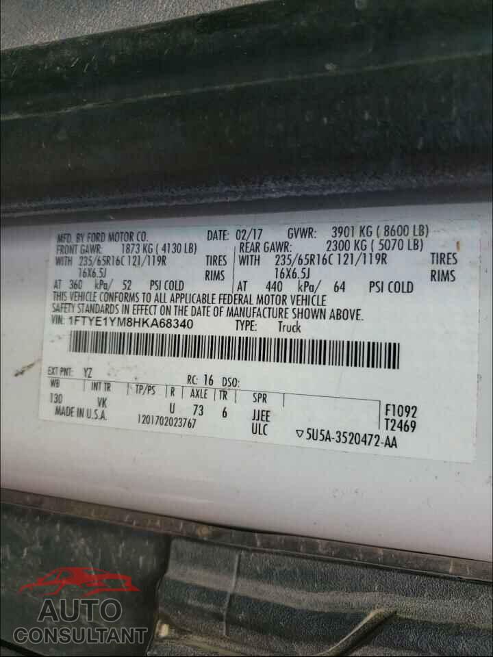 FORD TRANSIT CO 2017 - 1FTYE1YM8HKA68340