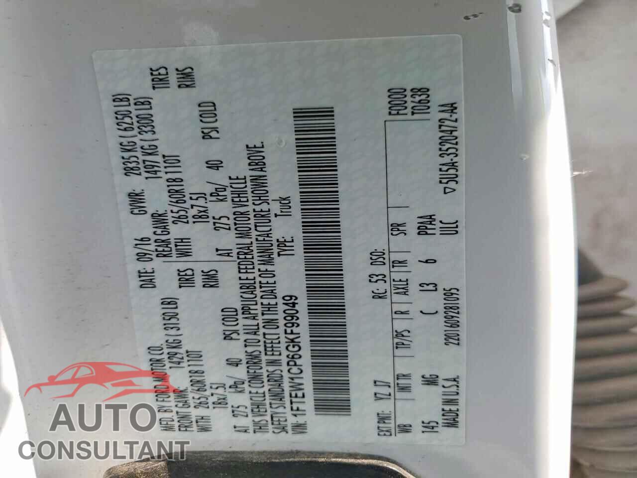 FORD F150 2016 - 1FTEW1CP6GKF99049