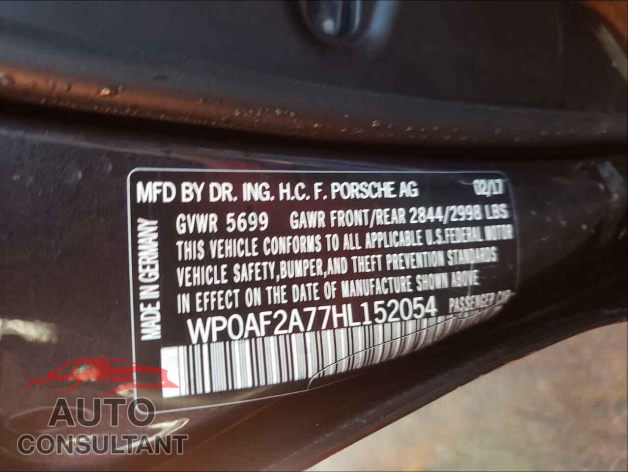 PORSCHE PANAMERA 2017 - WP0AF2A77HL152054