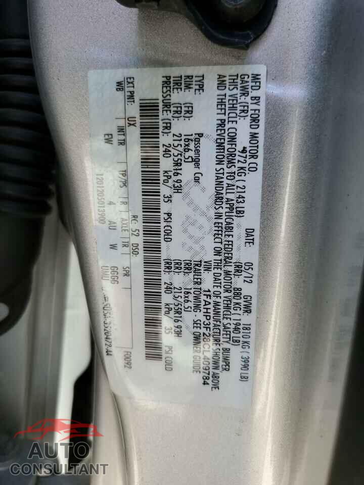 FORD FOCUS 2012 - 1FAHP3F28CL409784