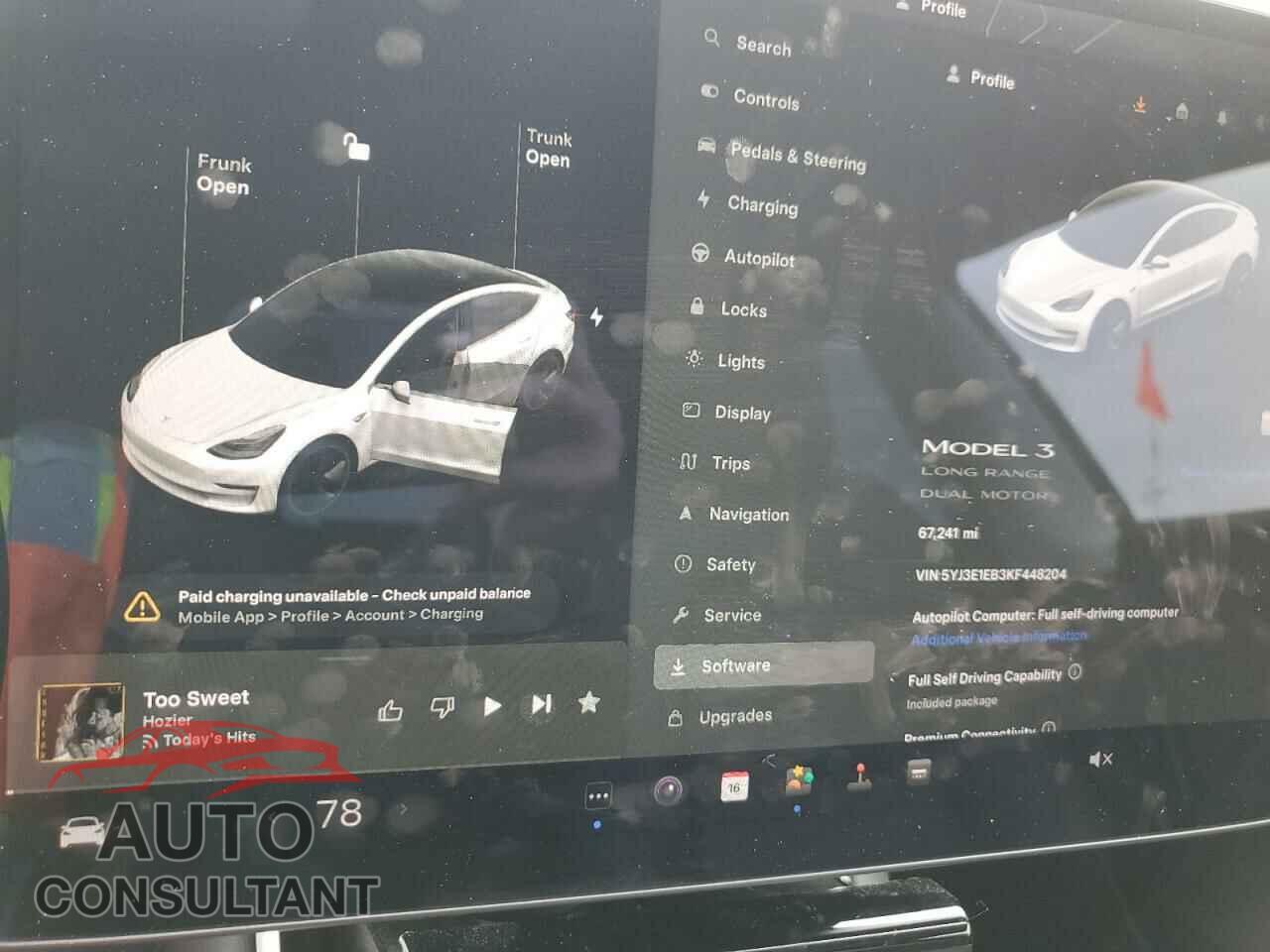 TESLA MODEL 3 2019 - 5YJ3E1EB3KF448204