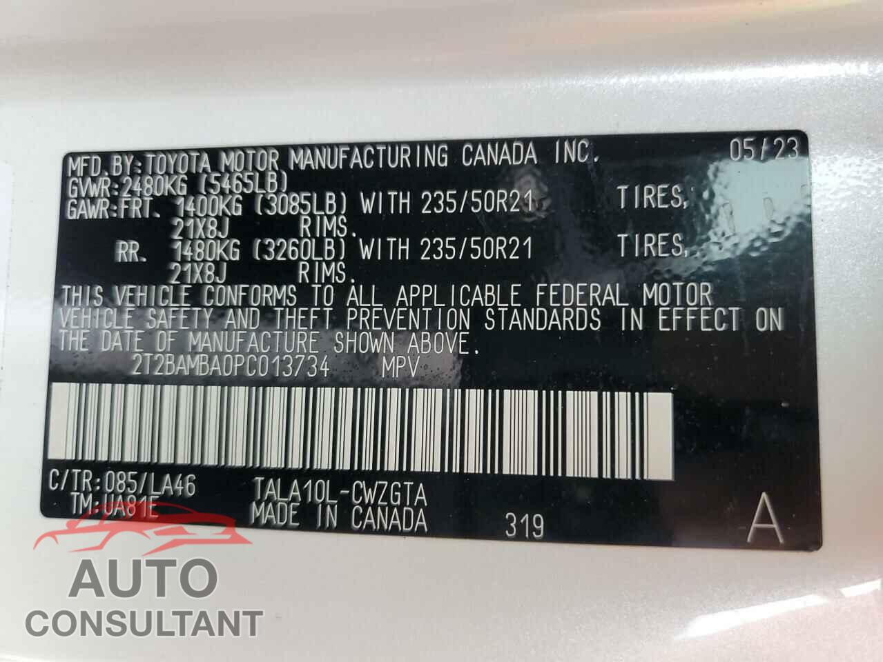 LEXUS RX350 2023 - 2T2BAMBA0PC013734