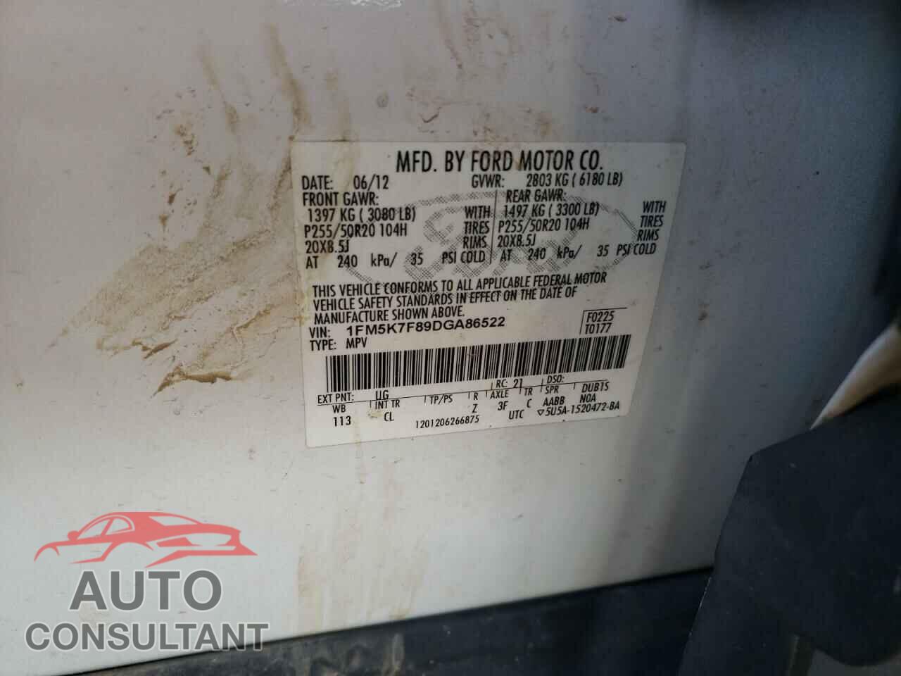 FORD EXPLORER 2013 - 1FM5K7F89DGA86522