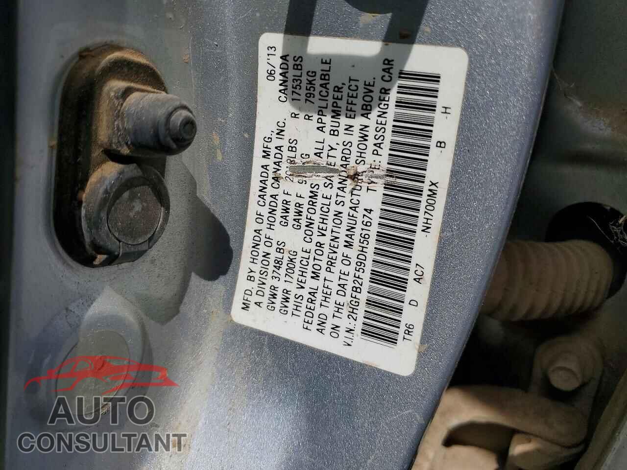 HONDA CIVIC 2013 - 2HGFB2F59DH561674