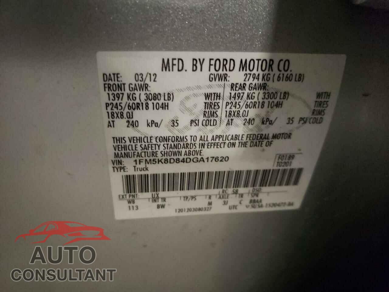 FORD EXPLORER 2013 - 1FM5K8D84DGA17620