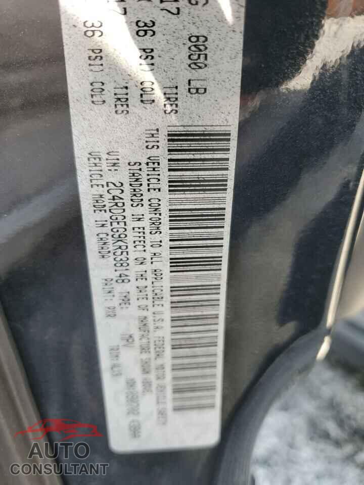 DODGE CARAVAN 2019 - 2C4RDGEG9KR538148