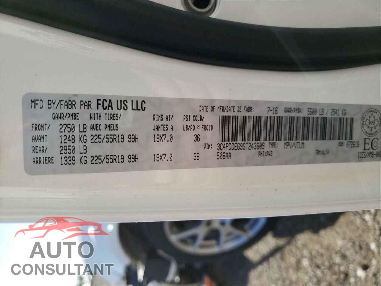 DODGE JOURNEY 2016 - 3C4PDDEG9GT243609