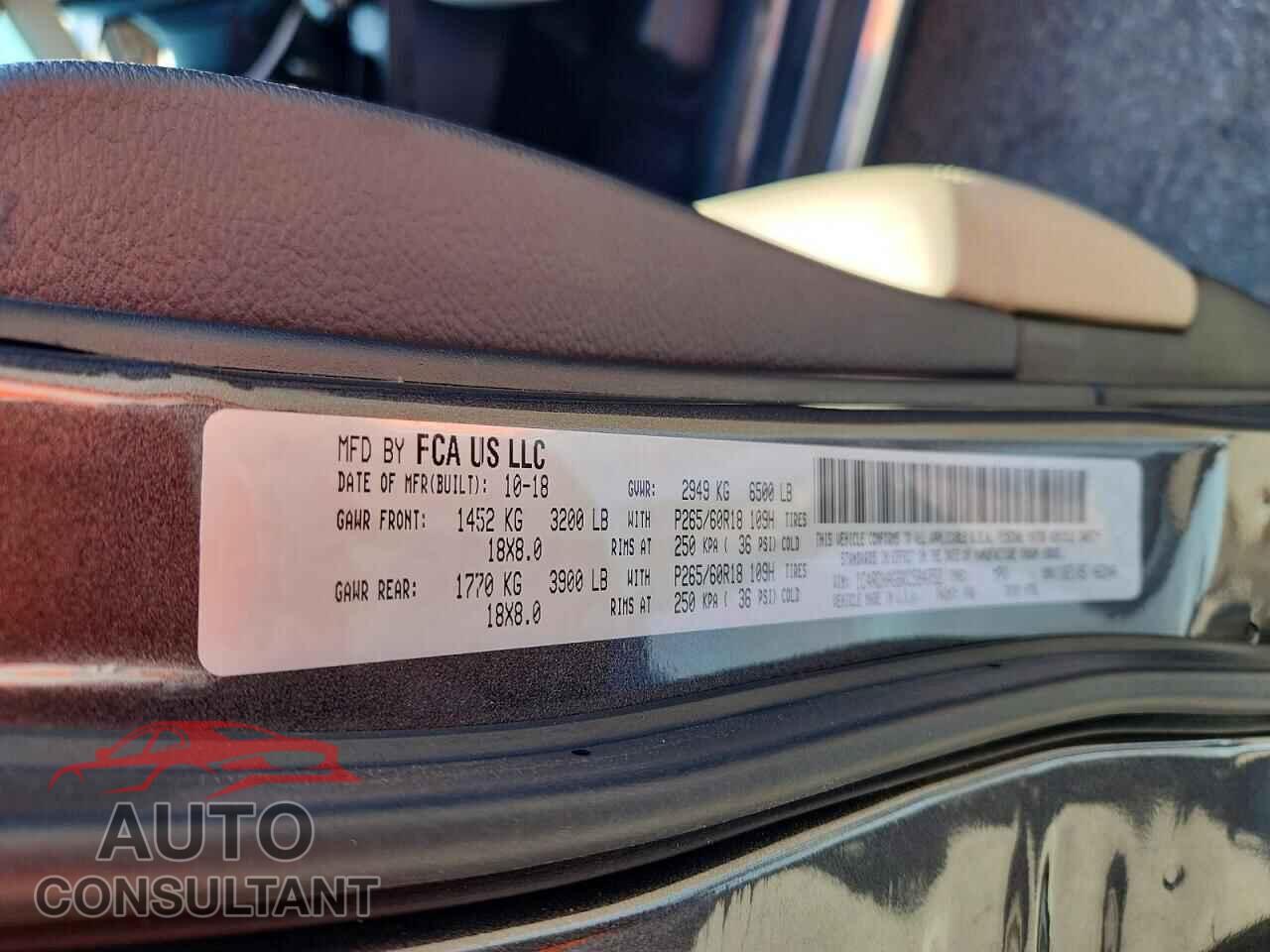 DODGE DURANGO 2019 - 1C4RDHAG6KC584752