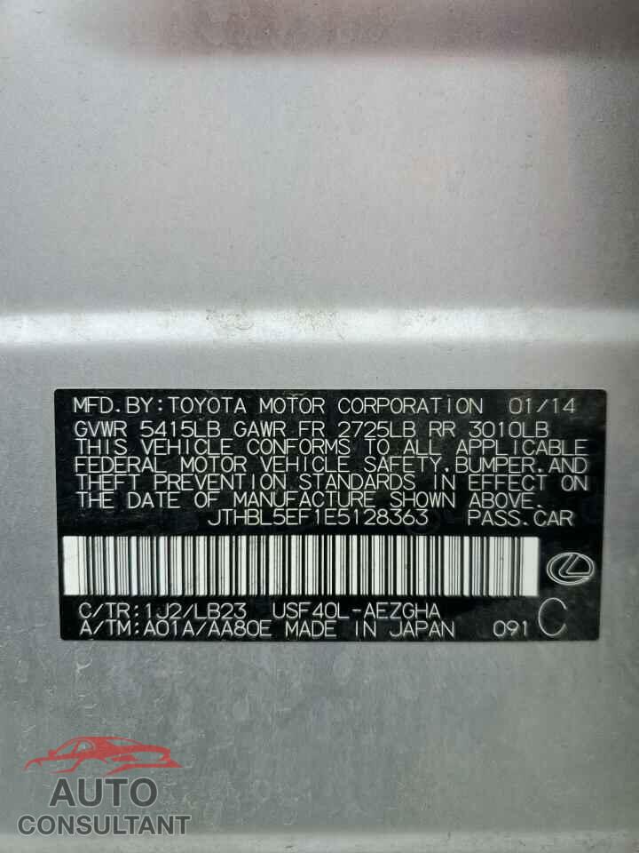 LEXUS LS460 2014 - JTHBL5EF1E5128363
