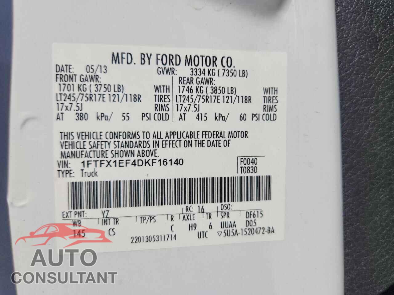 FORD F150 2013 - 1FTFX1EF4DKF16140