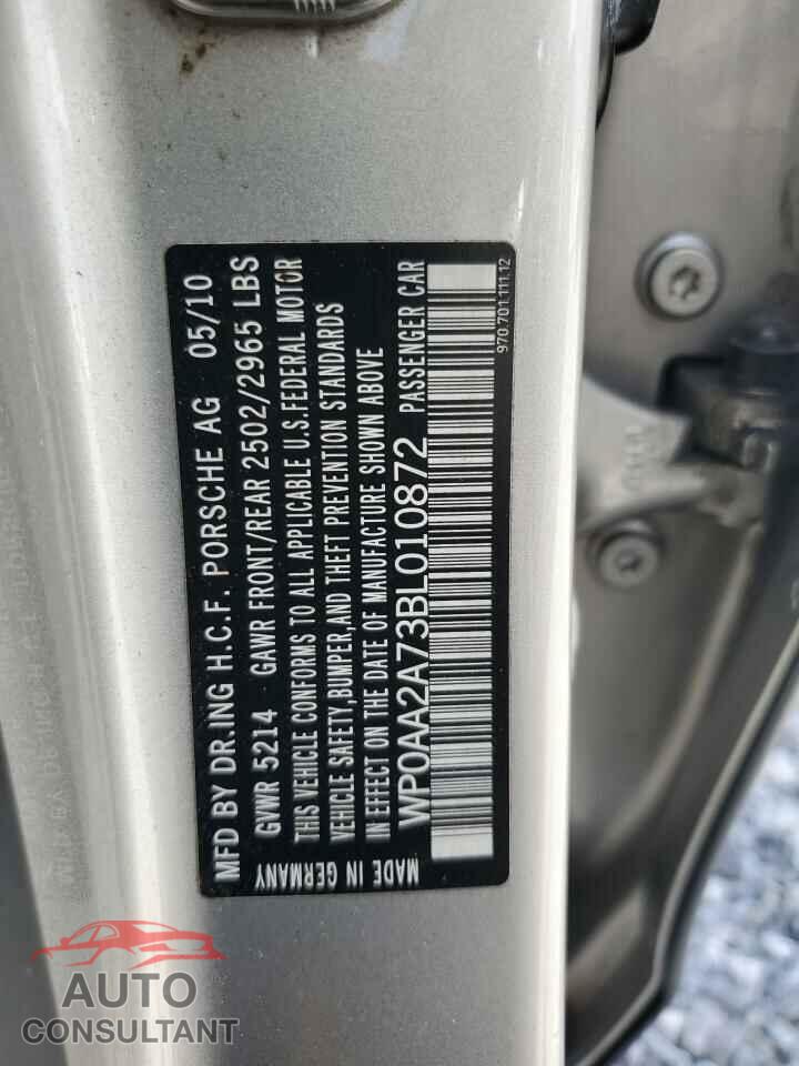 PORSCHE PANAMERA 2011 - WP0AA2A73BL010872