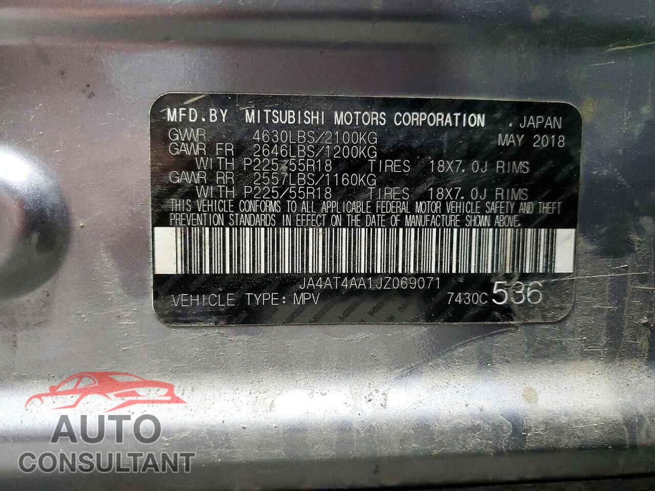 MITSUBISHI ECLIPSE 2018 - JA4AT4AA1JZ069071