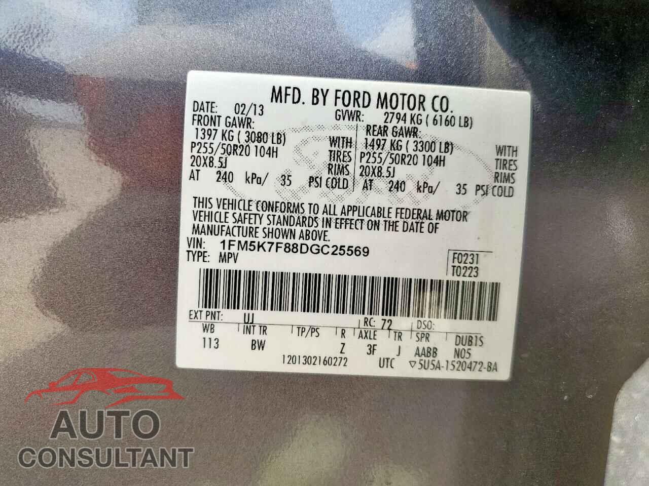 FORD EXPLORER 2013 - 1FM5K7F88DGC25569