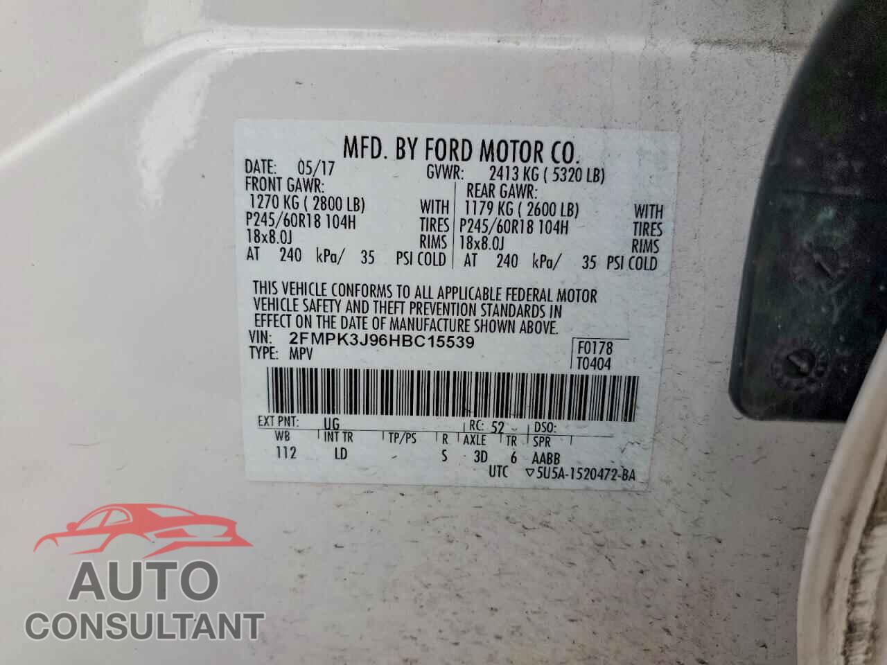 FORD EDGE 2017 - 2FMPK3J96HBC15539