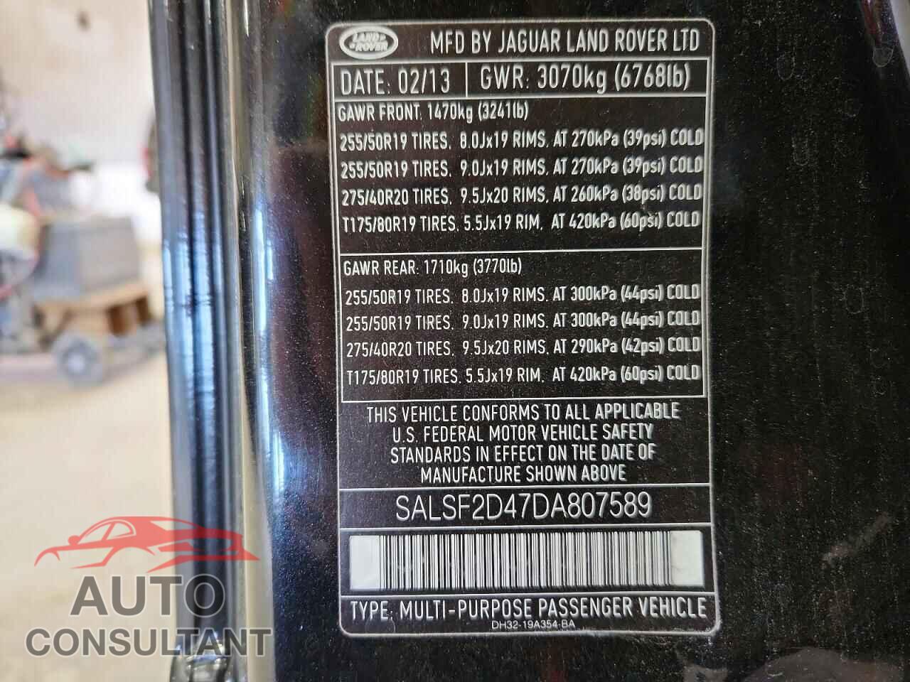 LAND ROVER RANGEROVER 2013 - SALSF2D47DA807589