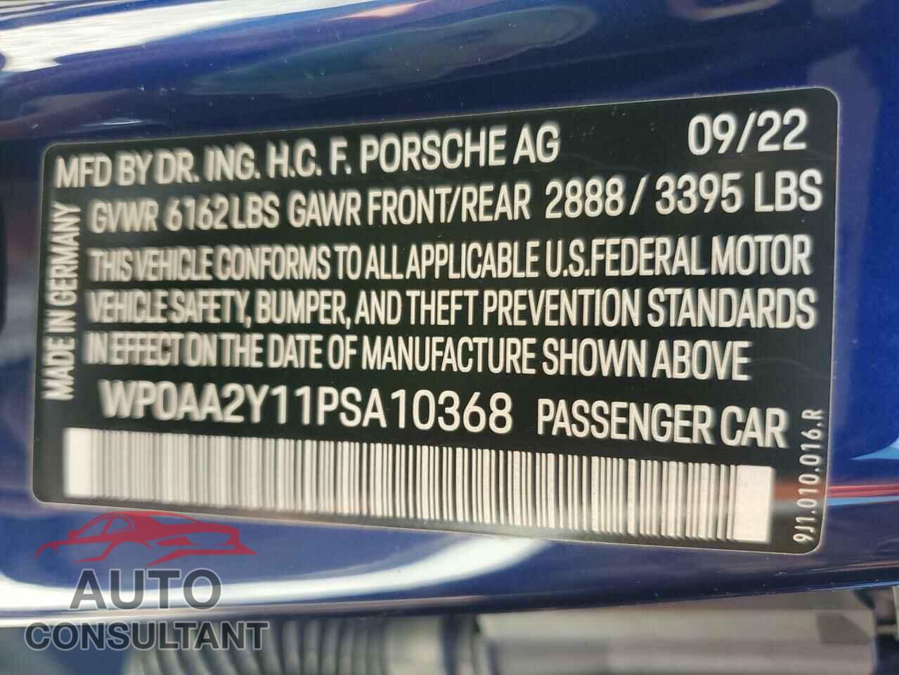 PORSCHE TAYCAN 2023 - WP0AA2Y11PSA10368
