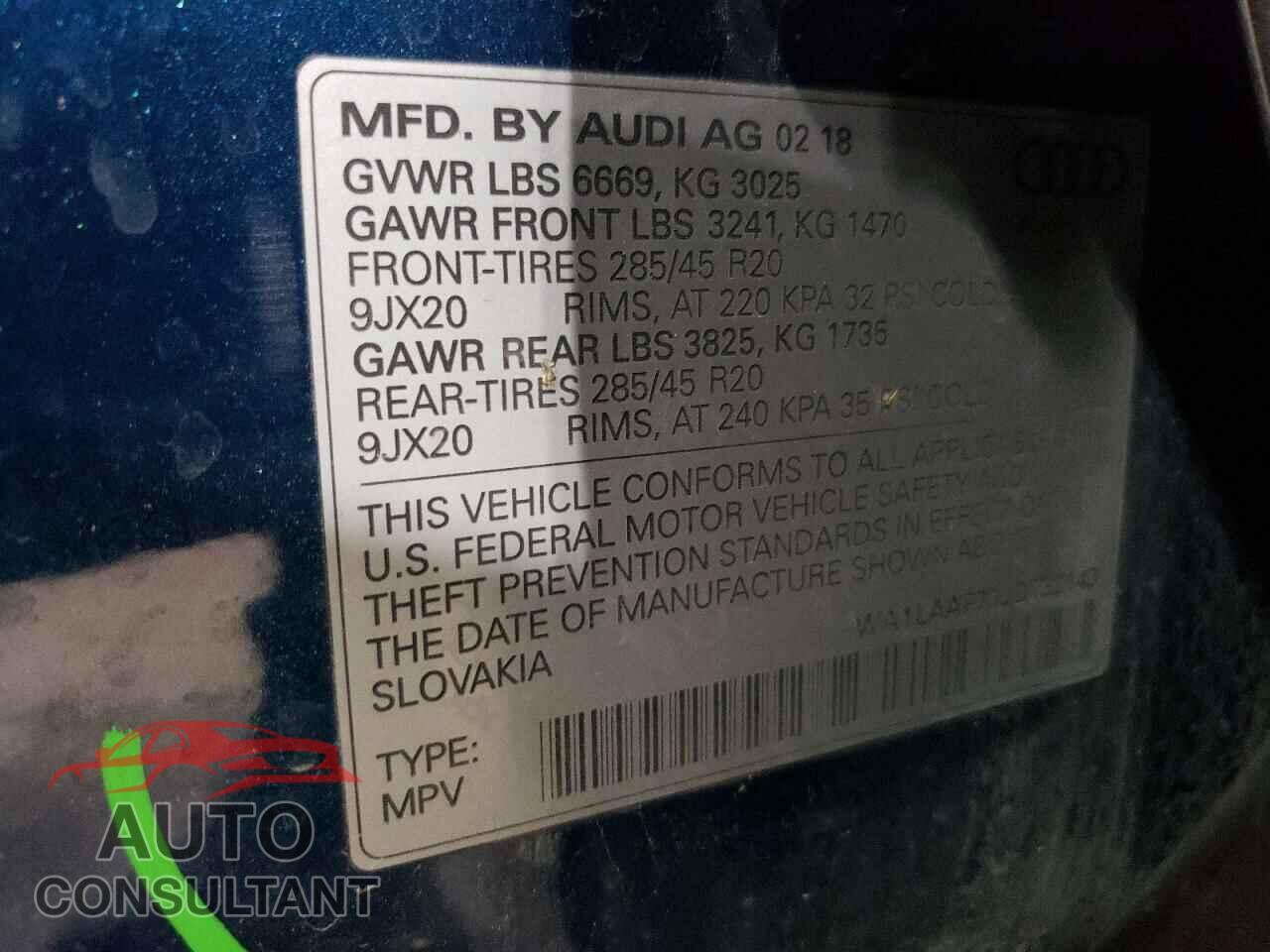 AUDI Q7 2018 - WA1LAAF73JD032143