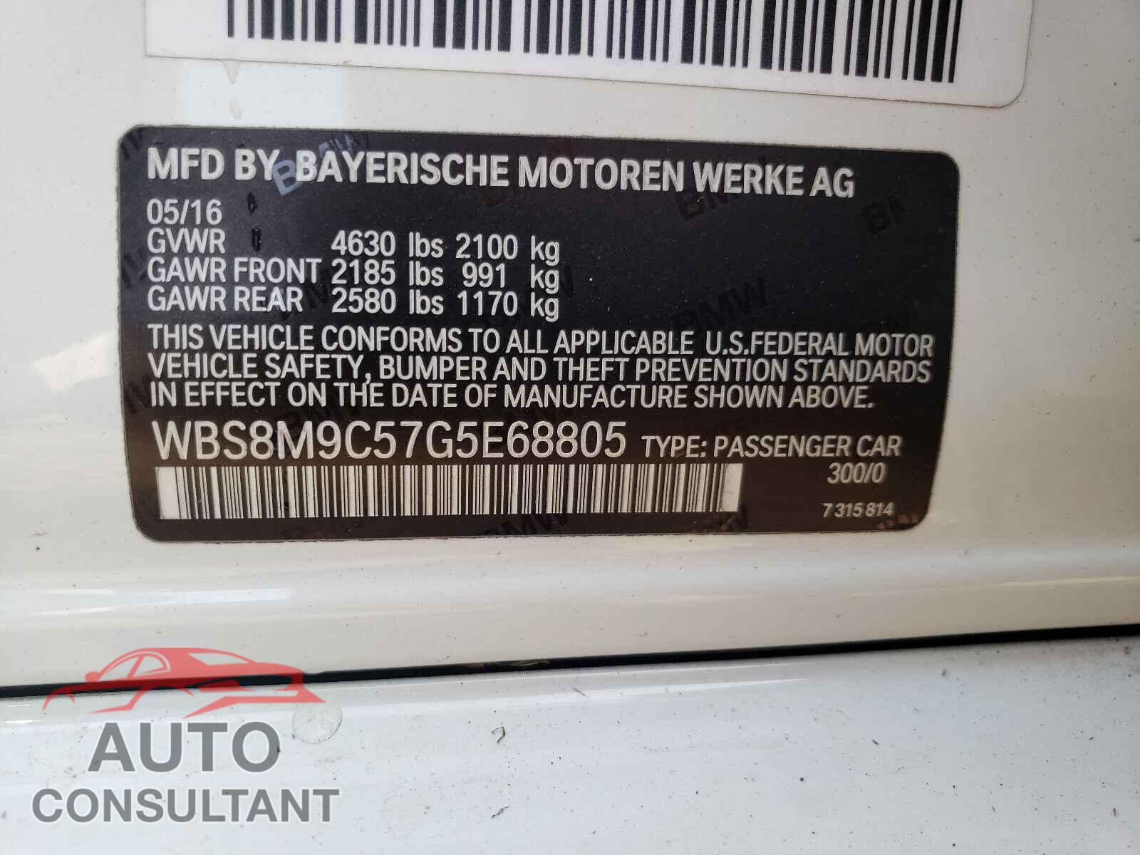 BMW M3 2016 - WBS8M9C57G5E68805