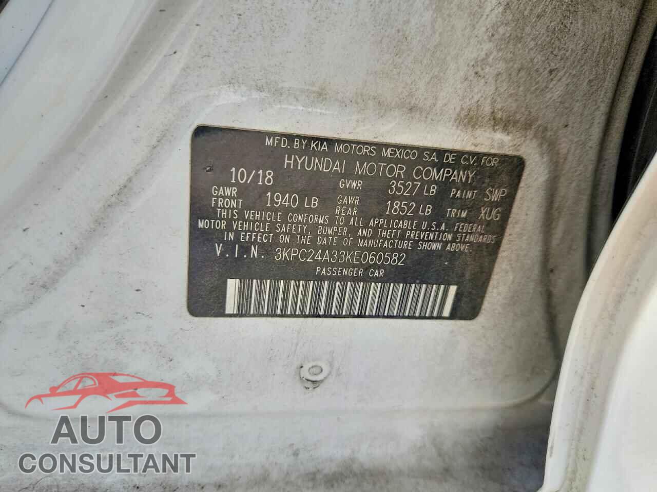 HYUNDAI ACCENT 2019 - 3KPC24A33KE060582