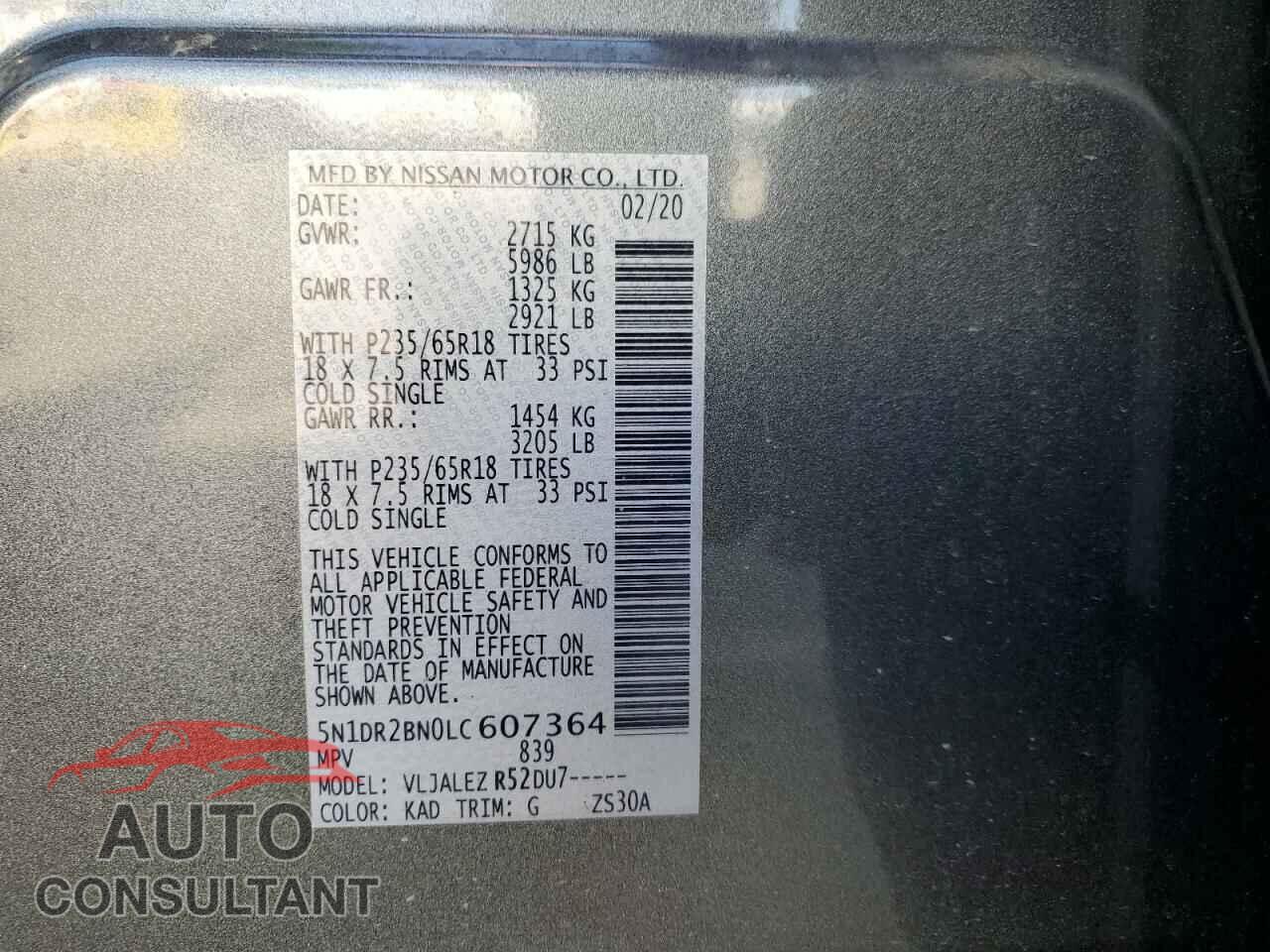 NISSAN PATHFINDER 2020 - 5N1DR2BN0LC607364