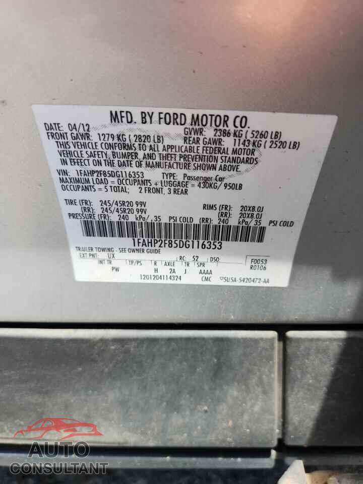 FORD TAURUS 2013 - 1FAHP2F85DG116353