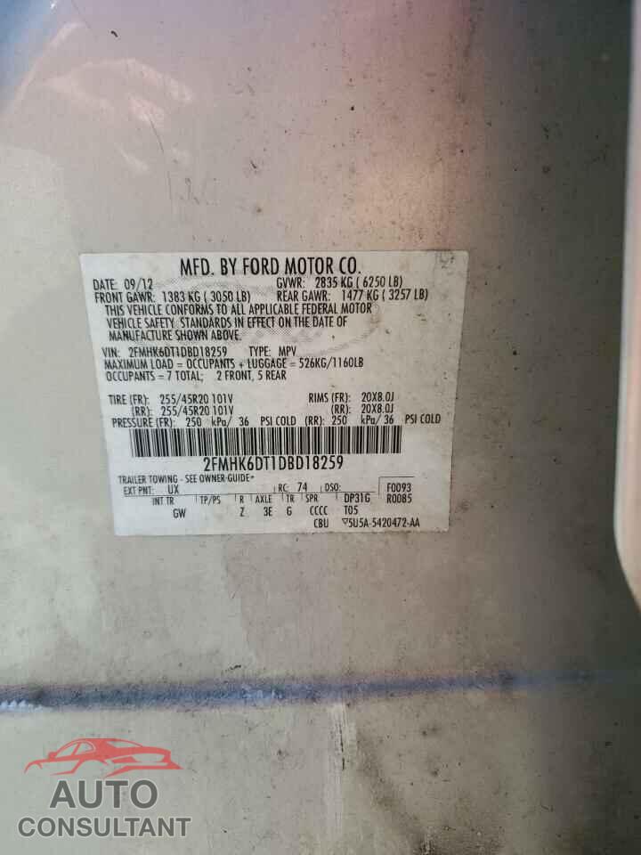 FORD FLEX 2013 - 2FMHK6DT1DBD18259