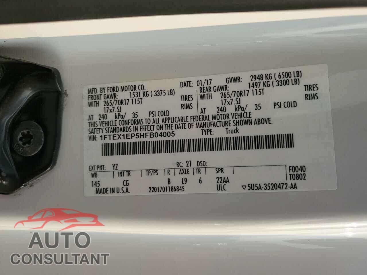 FORD F-150 2017 - 1FTEX1EP5HFB04005