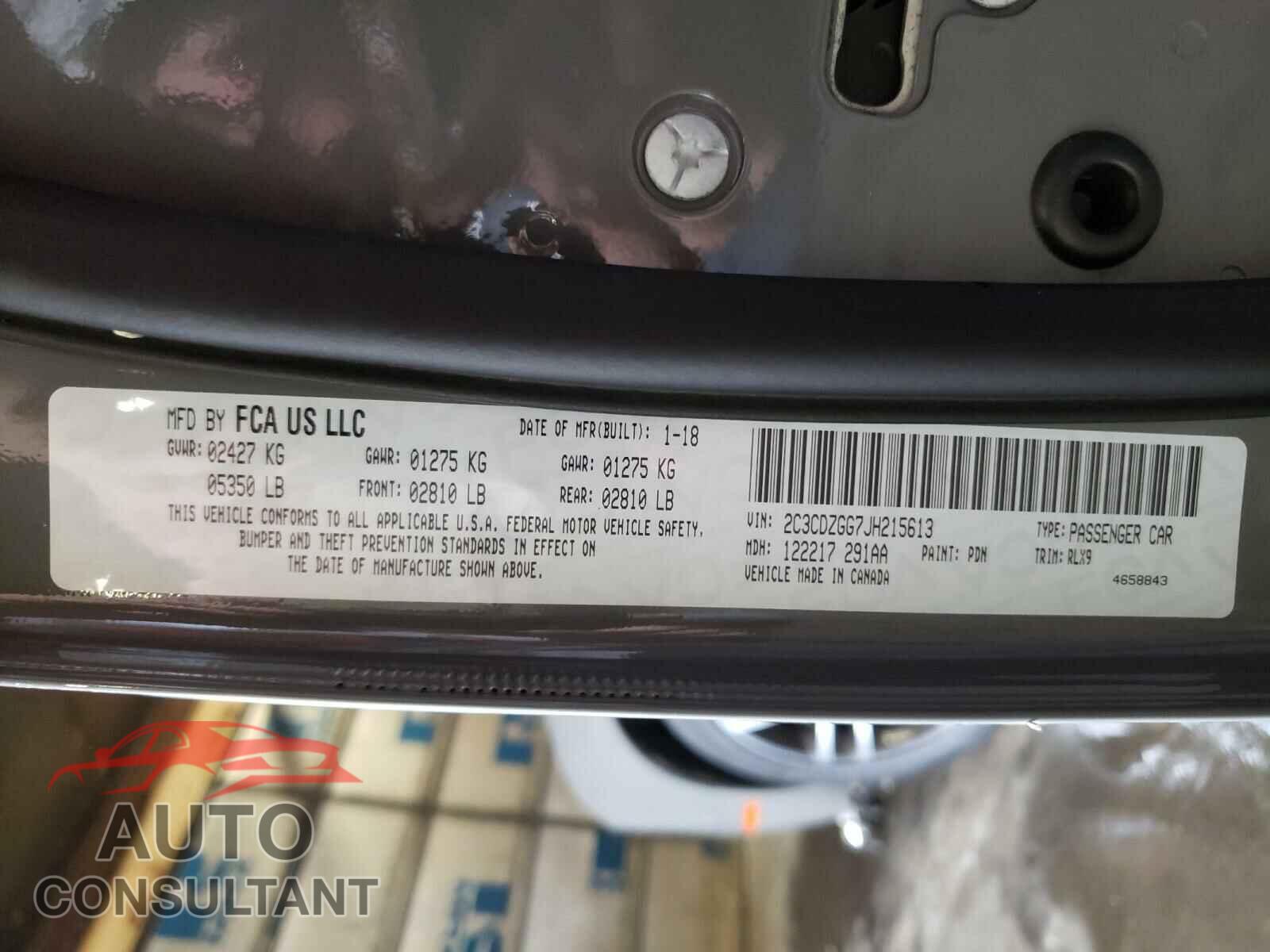 DODGE CHALLENGER 2018 - 2C3CDZGG7JH215613
