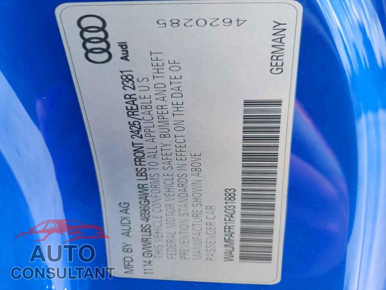 AUDI A5 2015 - WAUMFAFR1FA031883