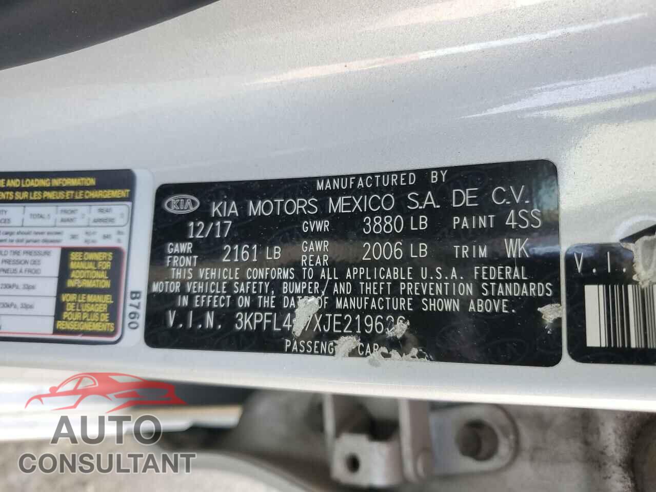 KIA FORTE 2018 - 3KPFL4A7XJE219626
