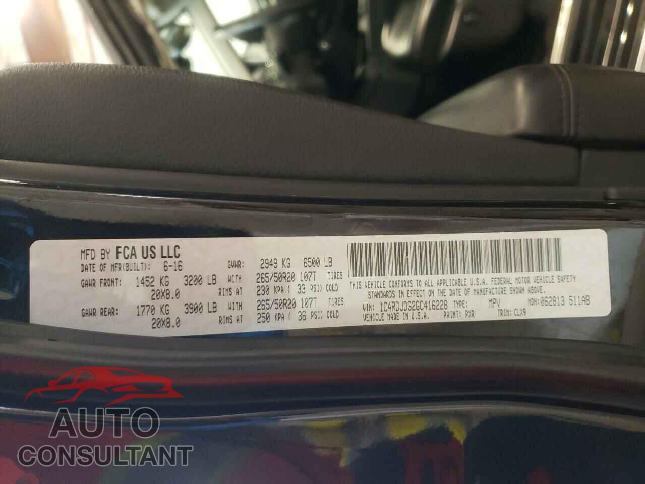 DODGE DURANGO 2016 - 1C4RDJDG2GC416228