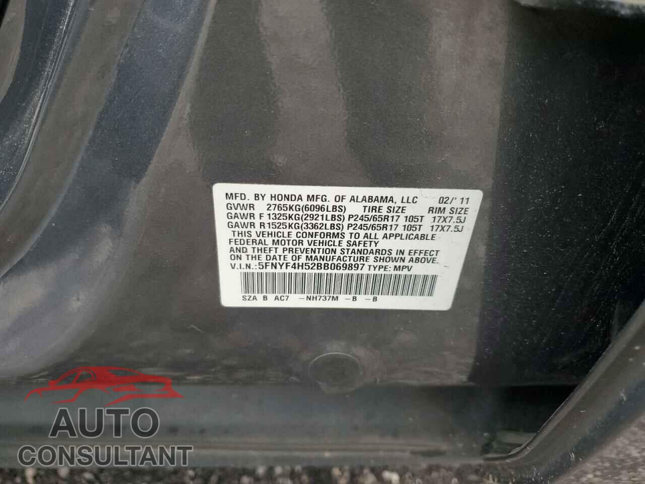 HONDA PILOT 2011 - 5FNYF4H52BB069897